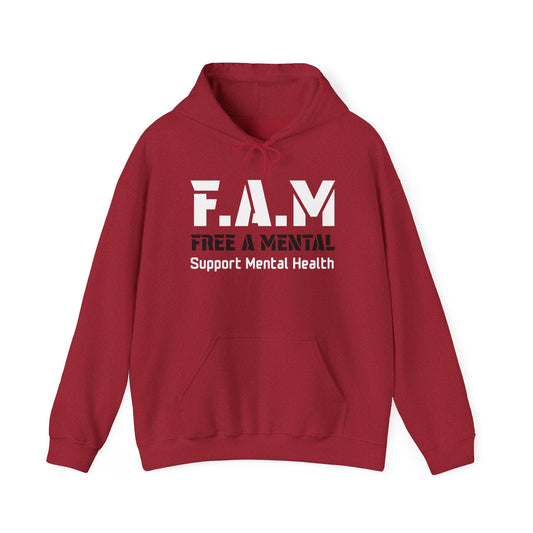 Hooded Sweatshirt F.A.M/FREE A MENTAL Design by CHERRY HILL LIVES